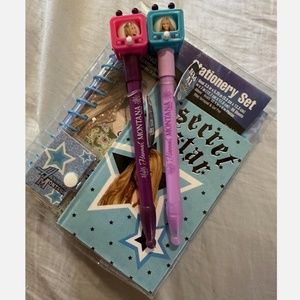 Hannah Montana Miley Cyrus Disney Stationary Set, Two T.V. Pens, and Stickers
